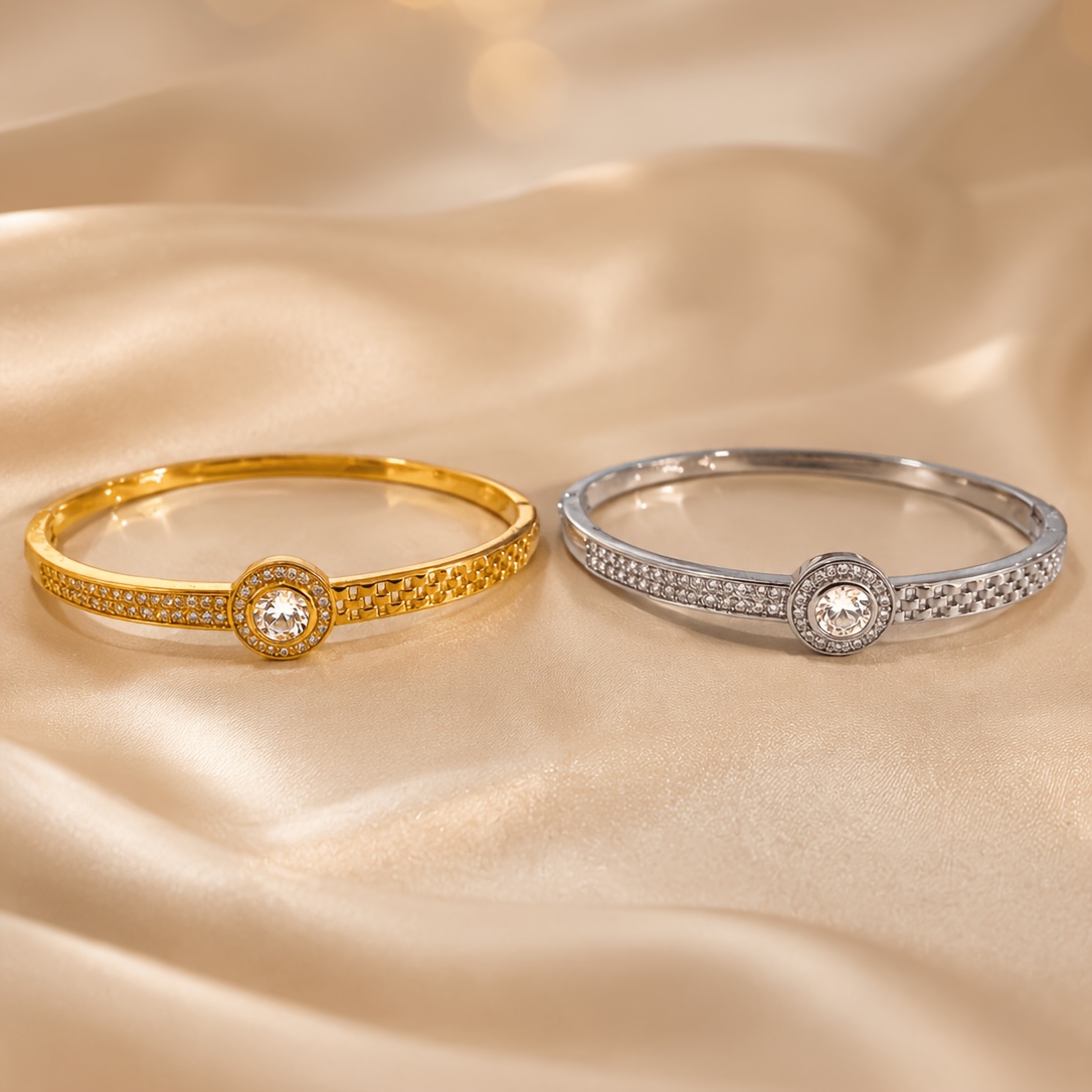 Round Plate Grid Hollow Element Bracelet, Retro Premium Bangle